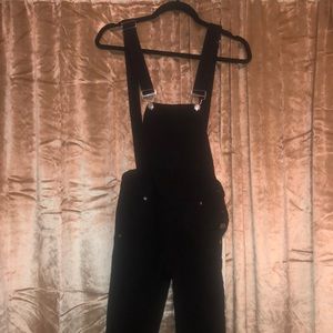 Black denim overalls